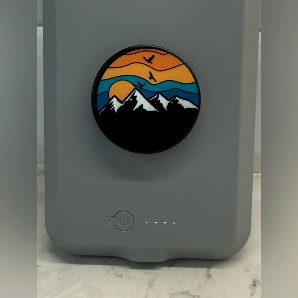 Battery Phone case For iPhone 13pro Max In Gray With Holder Mountain